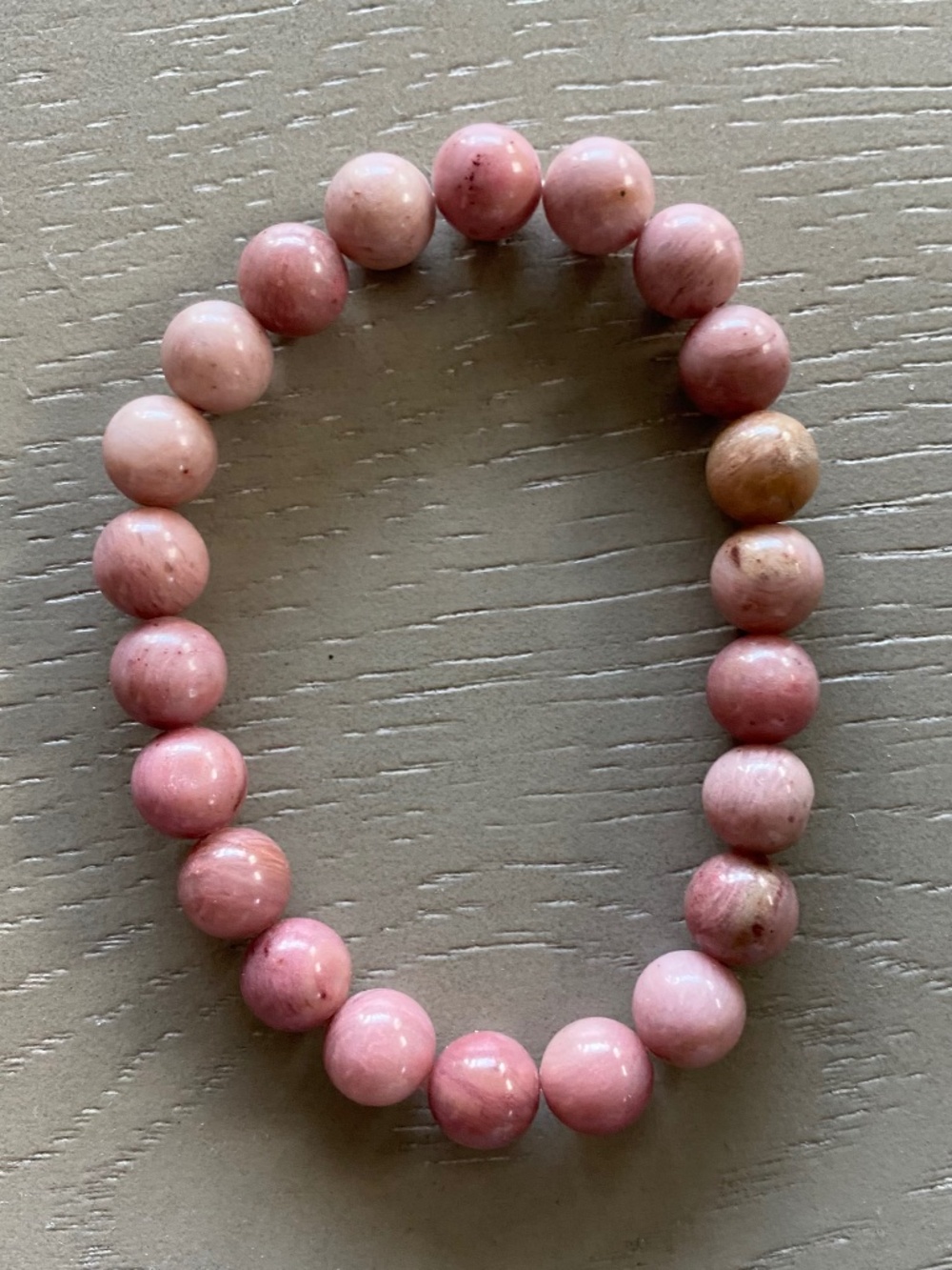 Rhodonite Stone Stretch Beaded Bracelet NWT